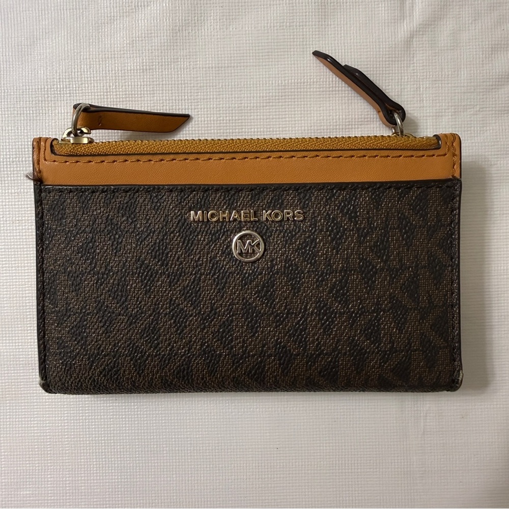 Michael Kors Small Logo Double Zip Card Case - Dark Brown